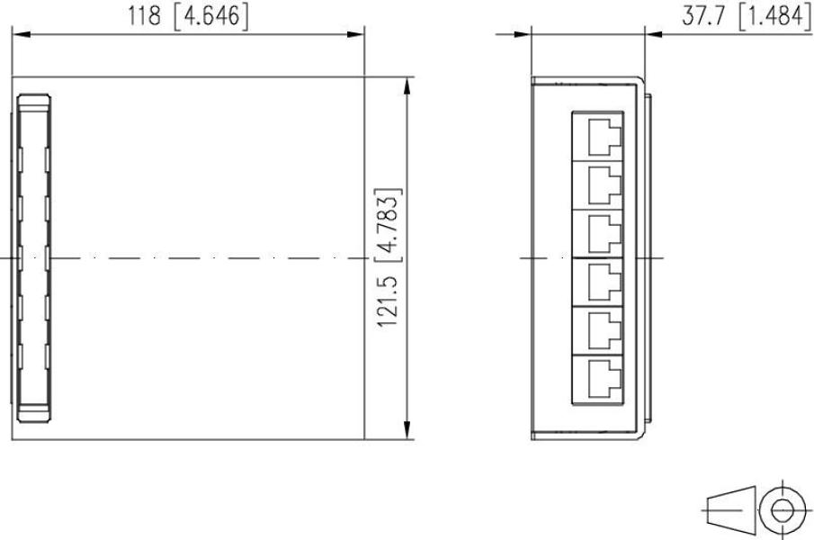 Metz Connect E-DAT C6A 6 Port Aufputzgehäuse, reinweiß (130862-21C-E)
