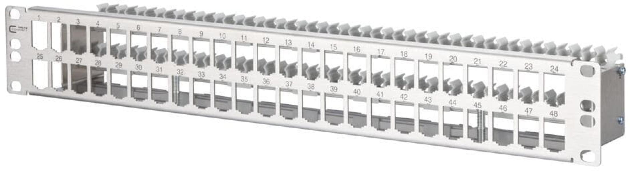ARDEBO.de Metz Connect Modul 19 Zoll Modulträger, 1,5HE, 48 Port, unbestückt, Edelstahl (130924-00-E)