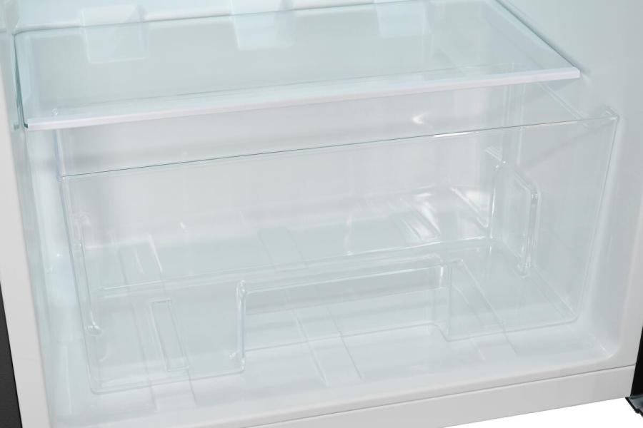 Exquisit KS15-4-051C Stand Kühlschrank mit Gefrierfach, 55 cm breit, 107 L, Gemüseschublade, Griffmulde, Inoxlook az