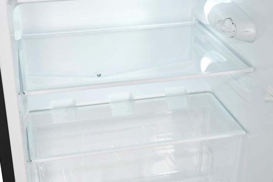 Exquisit KS15-4-051C Stand Kühlschrank mit Gefrierfach, 55 cm breit, 107 L, Gemüseschublade, Griffmulde, Inoxlook az