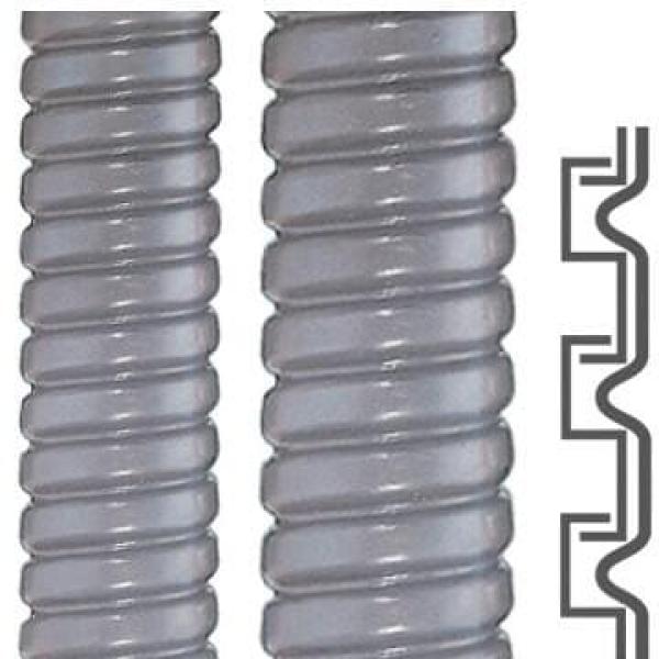 ARDEBO.de Flexa Metallschutzschlauch, S-Profil, Stahl verzinkt, PVC-Mantel grau AD 14, 10 x 14 mm (12010111010)