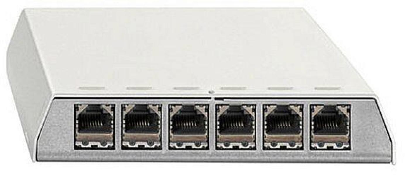 ARDEBO.de Rutenbeck PP-Cat.6A iso-6 Ap rw, 10 Gigabit-Patchpanel, geschirmt, Aufputz, für Tisch-/Wandmontage, REG-Montage mit Hutschienenadapter, 6 RJ45-Steckbuchsen, reinweiß (23611106)