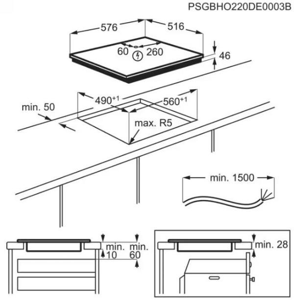 AEG IAE64411XB Autarkes Induktionskochfeld, 57,6 cm breit, Kindersicherung, Öko-Timer, OptiFit Frame, SenseBoil, Edelstahlrahmen, schwarz