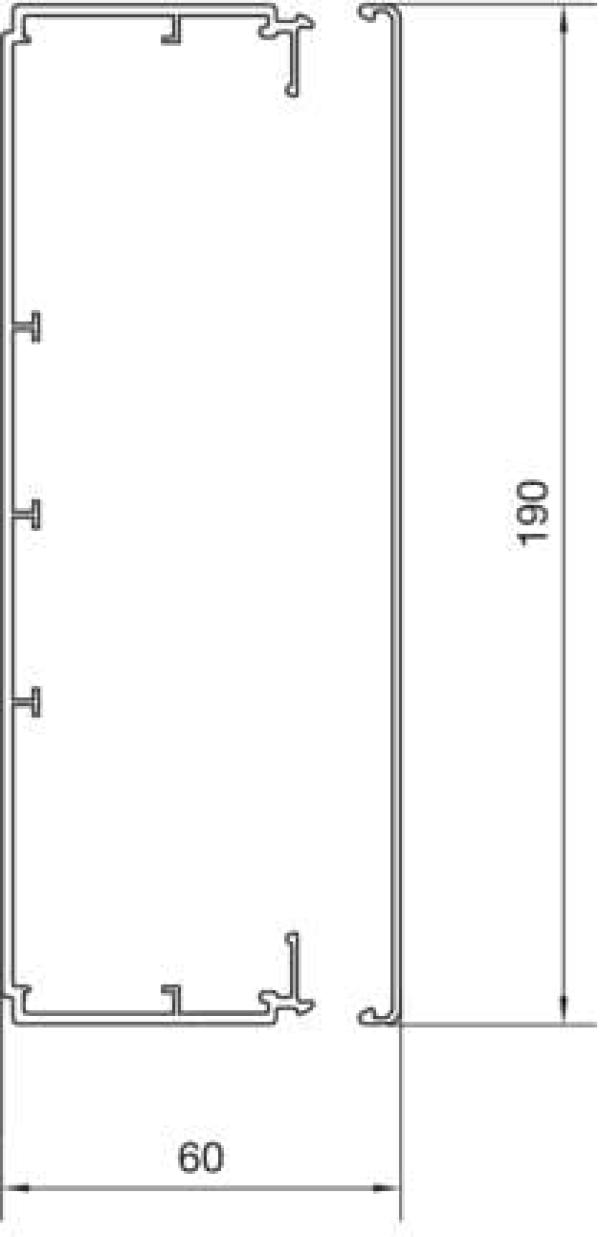 Hager LF6019007035 Leitungsführungskanal aus PVC, LF 60x190 mm, lichtgrau, 2m