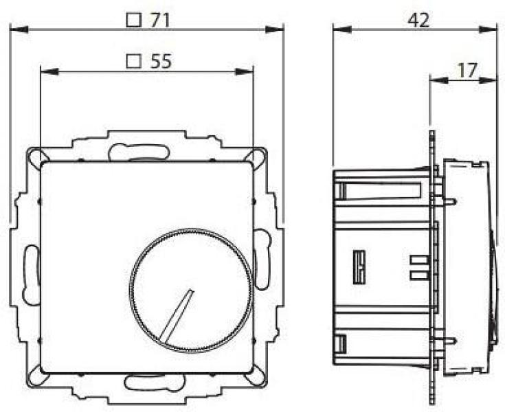 EBERLE UTE 2100-G-55 Raumregler, UP, IP30, 55x55mm, 5-30C, AC 230V, Polarweiß glänzend (547890054502)