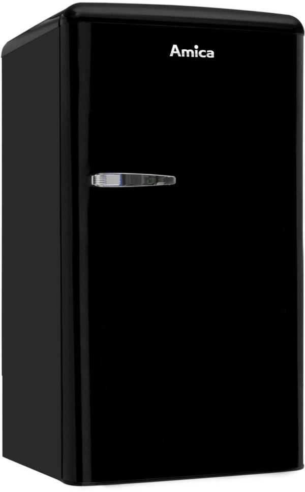 Amica KSR 361 105 S Retro Kühlschrank mit Gefrierfach, 48 cm breit, 83 L, schwarz