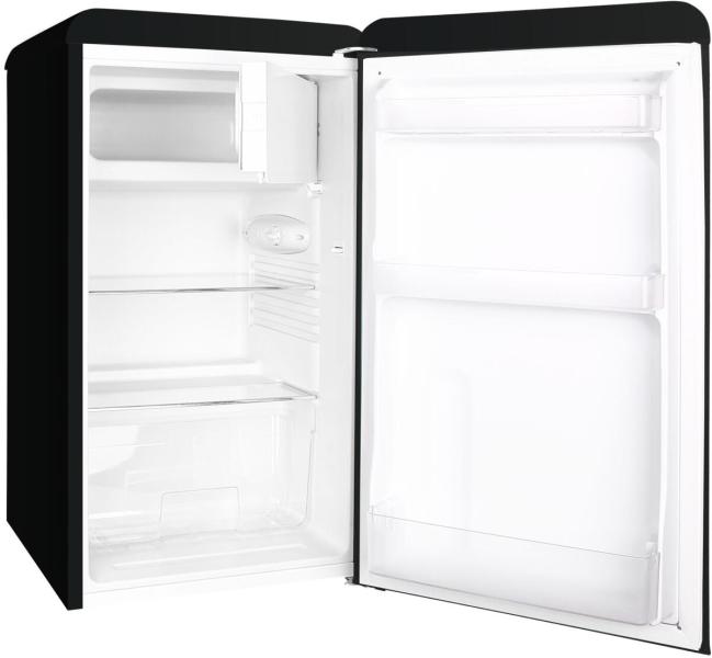 Amica KSR 361 105 S Retro Kühlschrank mit Gefrierfach, 48 cm breit, 83 L, schwarz