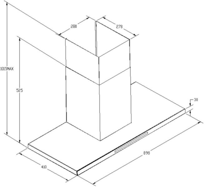 Wolkenstein WT3-90A++BR Wandhaube, 90 cm breit, 540,60 m³/h, LED Beleuchtung, 5 Leistungsstufen, schwarz