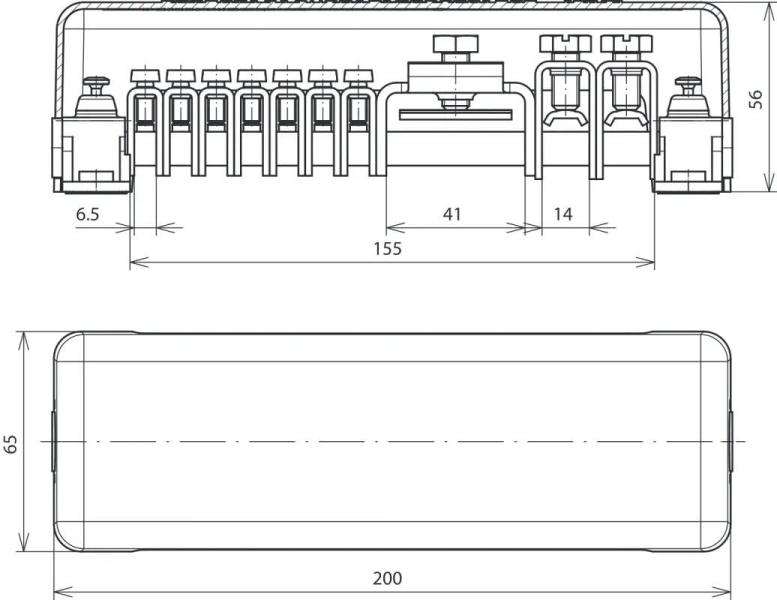 Dehn PAS AH RK 7X25 2X8.10 1XFL40 Potentialausgleichschiene m. Abdeckung 7x 2,5-25mm² 2x16-95mm² 1x Fl 40x5mm (563040)