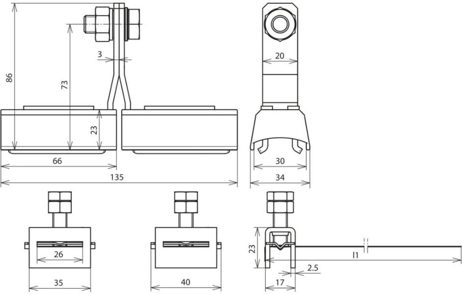 Dehn EX BRS 90 Bandrohrschelle f. Ex-Bereich D 27-89mm m. Anschlussschraube M10 Cu/gal Sn-NIRO (540801)