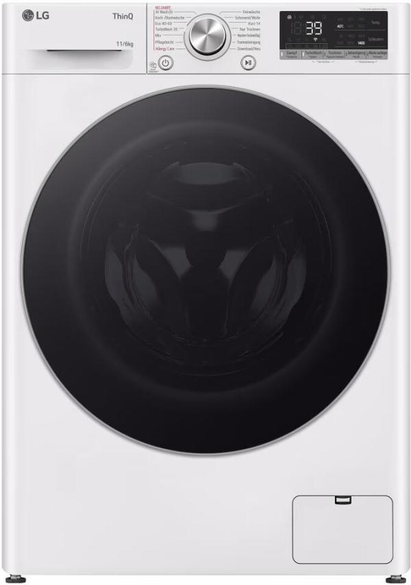 ARDEBO.de LG W4WR70E61 6/11kg Stand Waschtrockner, 60 cm breit, 1.360 U./Min, WLAN, Kindersicherung, Steam-Funktion, weiß