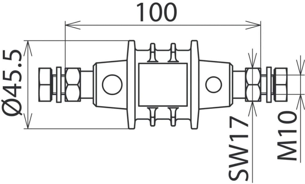 Dehn EXFS 100 Trennfunkenstrecke für Ex-Bereich mit Anschluss-Gewindeschrauben M10 (923100)