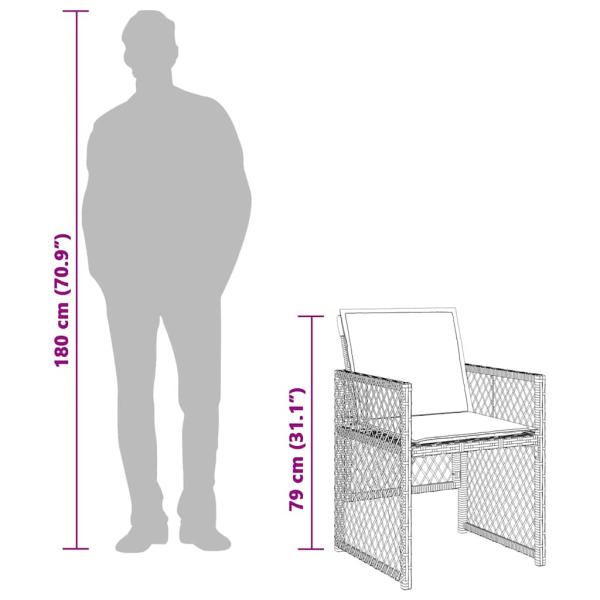 13-tlg. Garten-Essgruppe mit Kissen Beige Poly Rattan