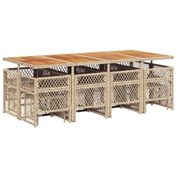 13-tlg. Garten-Essgruppe mit Kissen Beige Poly Rattan