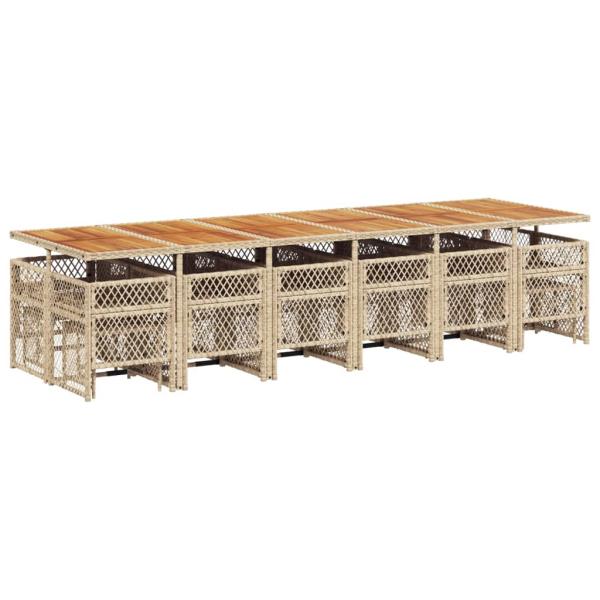 17-tlg. Garten-Essgruppe mit Kissen Beige Poly Rattan