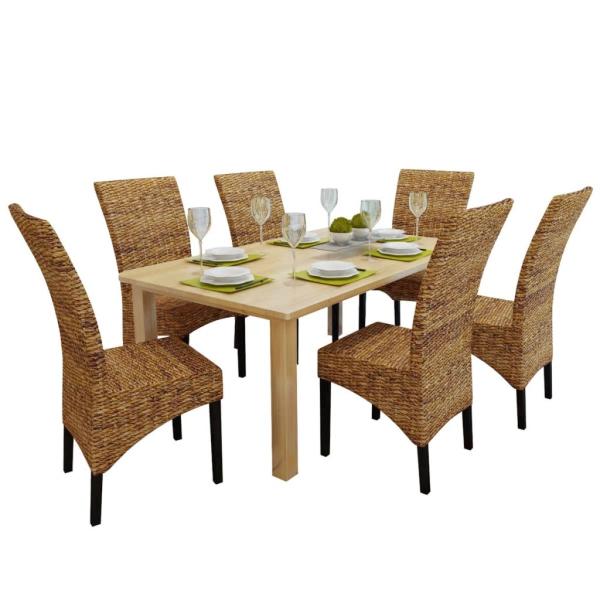 ARDEBO.de - Esszimmerstühle 6 Stk. Abaca und Mango Massivholz
