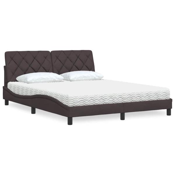 ARDEBO.de - Bett mit Matratze Dunkelbraun 160x200 cm Stoff