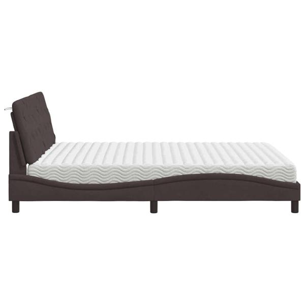 Bett mit Matratze Dunkelbraun 160x200 cm Stoff