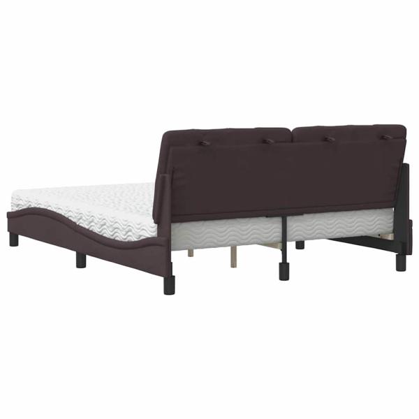 Bett mit Matratze Dunkelbraun 160x200 cm Stoff
