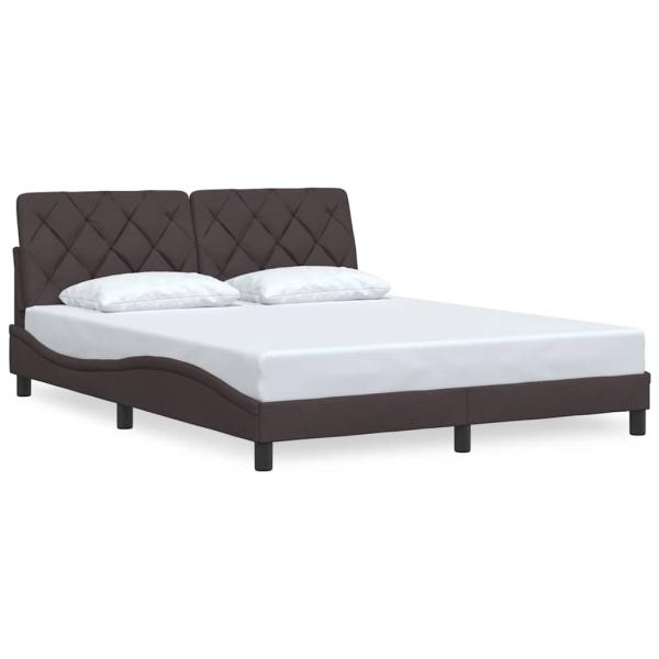 Bettgestell ohne Matratze Dunkelbraun 160x200 cm Stoff