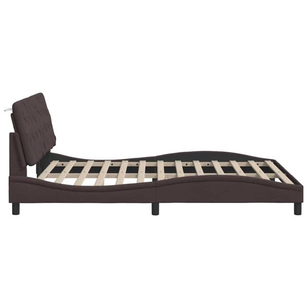 Bettgestell ohne Matratze Dunkelbraun 160x200 cm Stoff
