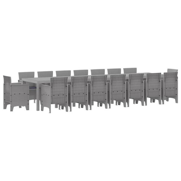 Garten Essgruppe 17 pcs Hellgrau 16-Sitzer Rattan & Stahl