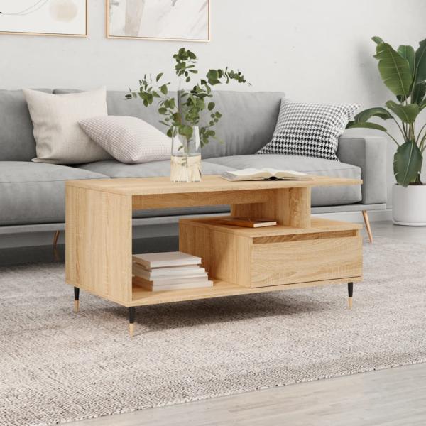 ARDEBO.de - Couchtisch Sonoma-Eiche 90x49x45 cm Holzwerkstoff