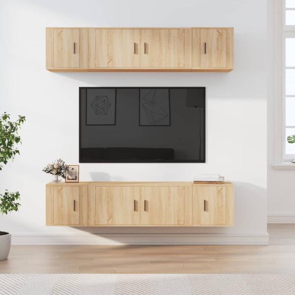 ARDEBO.de - 6-tlg. TV-Schrank-Set Sonoma-Eiche Holzwerkstoff