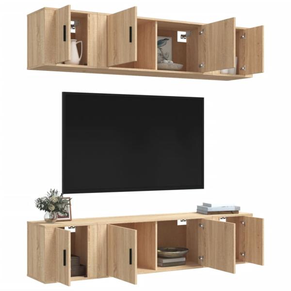6-tlg. TV-Schrank-Set Sonoma-Eiche Holzwerkstoff