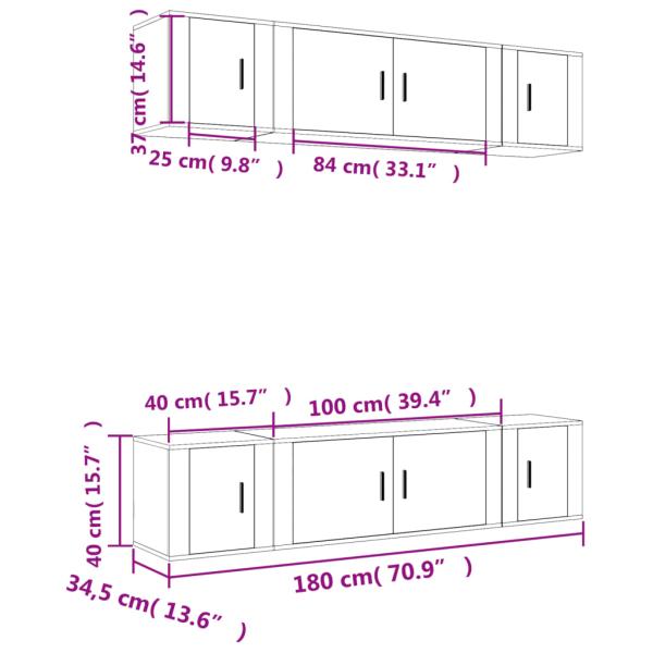 6-tlg. TV-Schrank-Set Sonoma-Eiche Holzwerkstoff