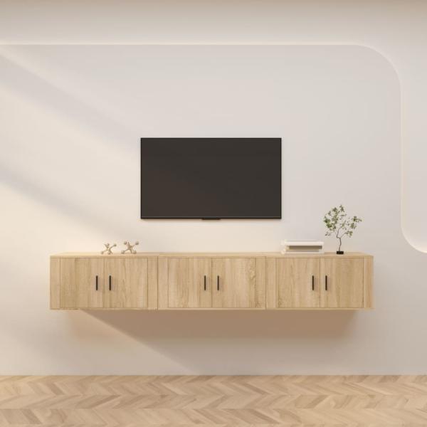 ARDEBO.de - TV-Wandschränke 3 Stk. Sonoma-Eiche 80x34,5x40 cm