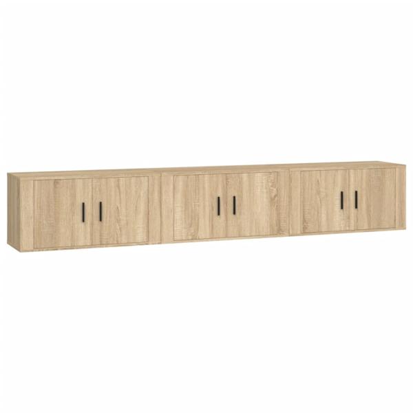TV-Wandschränke 3 Stk. Sonoma-Eiche 80x34,5x40 cm