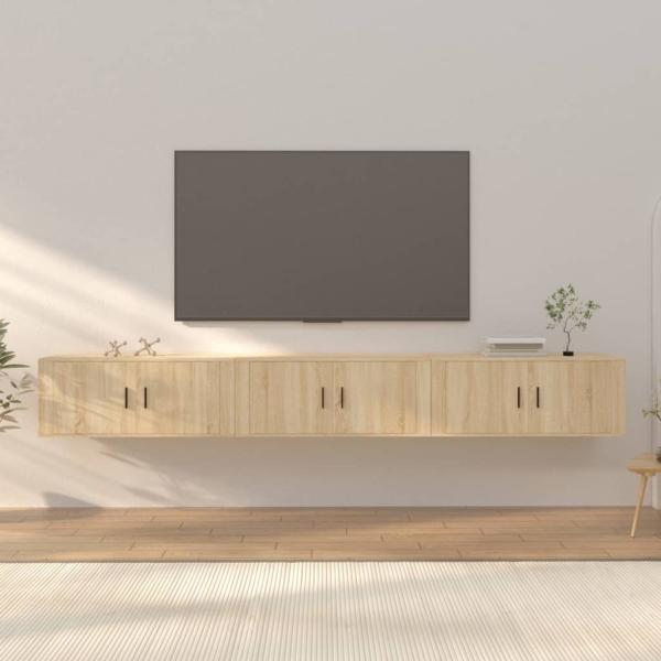 ARDEBO.de - TV-Wandschränke 3 Stk. Sonoma-Eiche 100x34,5x40 cm