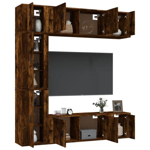 7-tlg. TV-Schrank-Set Räuchereiche Holzwerkstoff