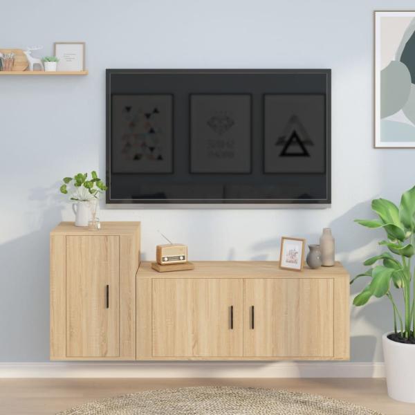 ARDEBO.de - 2-tlg. TV-Schrank-Set Sonoma-Eiche Holzwerkstoff