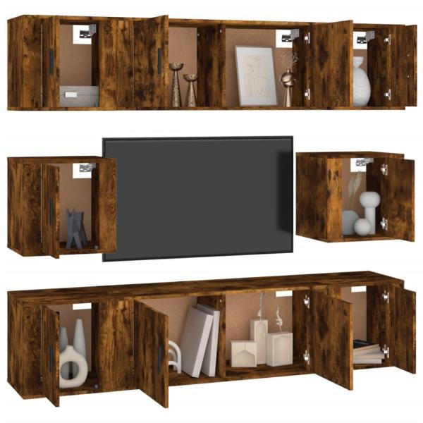 8-tlg. TV-Schrank-Set Räuchereiche Holzwerkstoff