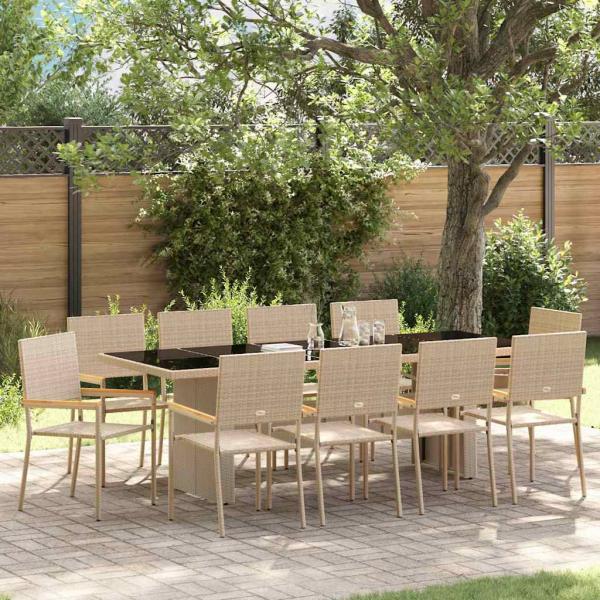 ARDEBO.de - Garten Essgruppe 11 pcs Beige 10-Sitzer Gross Poly-Rattan