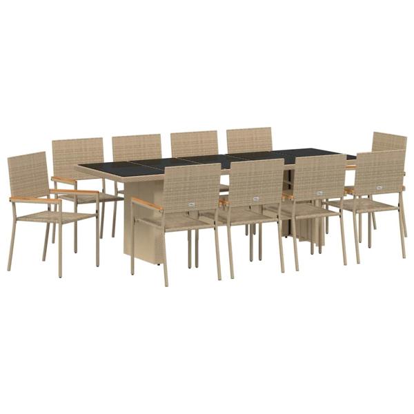 Garten Essgruppe 11 pcs Beige 10-Sitzer Gross Poly-Rattan