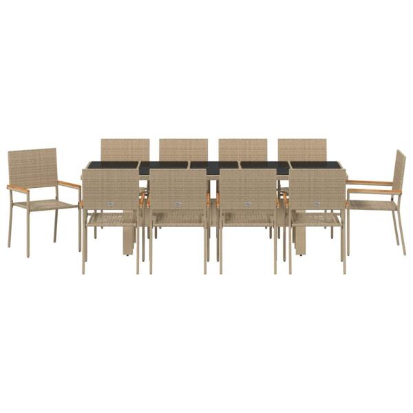 Garten Essgruppe 11 pcs Beige 10-Sitzer Gross Poly-Rattan