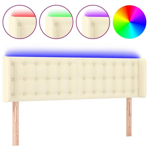 LED Kopfteil Creme 147x16x78/88 cm Kunstleder