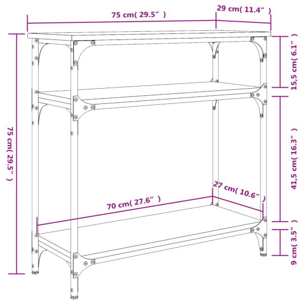 Konsolentisch Sonoma-Eiche 75x29x75 cm Holzwerkstoff
