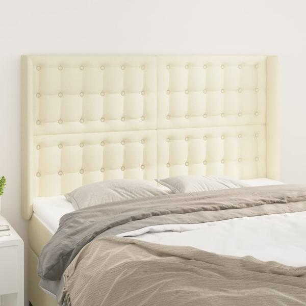 ARDEBO.de - Kopfteil mit Ohren Creme 147x16x118/128 cm Kunstleder