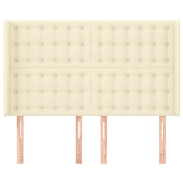 Kopfteil mit Ohren Creme 147x16x118/128 cm Kunstleder