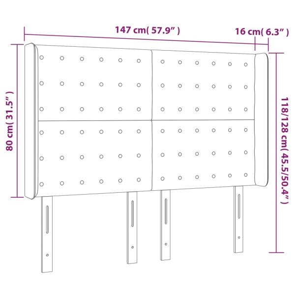 LED Kopfteil Creme 147x16x118/128 cm Kunstleder