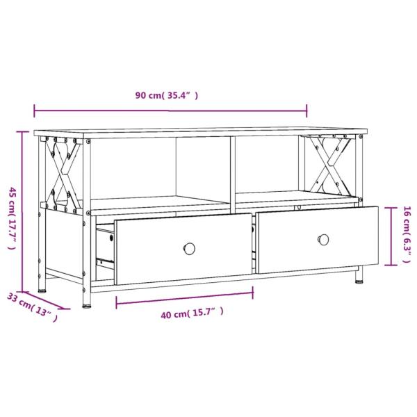 TV-Schrank Sonoma-Eiche 90x33x45 cm Holzwerkstoff & Eisen