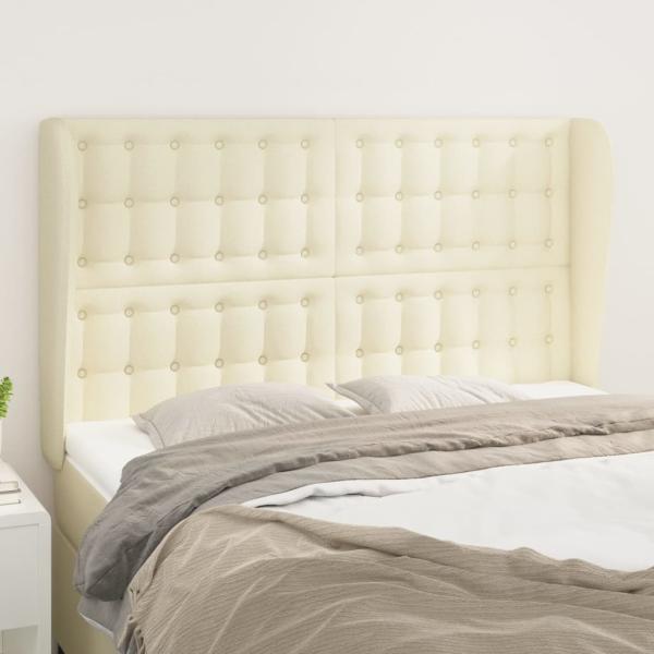 ARDEBO.de - Kopfteil mit Ohren Creme 147x23x118/128 cm Kunstleder