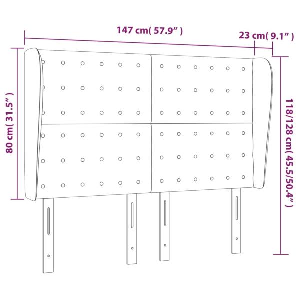 Kopfteil mit Ohren Creme 147x23x118/128 cm Kunstleder