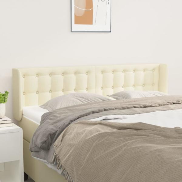 ARDEBO.de - Kopfteil mit Ohren Creme 147x16x78/88 cm Kunstleder