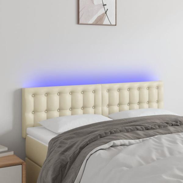 ARDEBO.de - LED Kopfteil Creme 144x5x78/88 cm Kunstleder