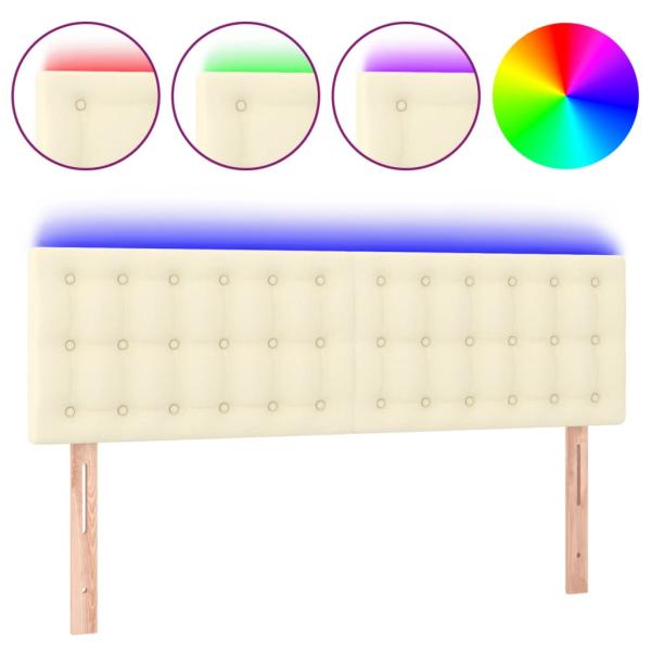 LED Kopfteil Creme 144x5x78/88 cm Kunstleder